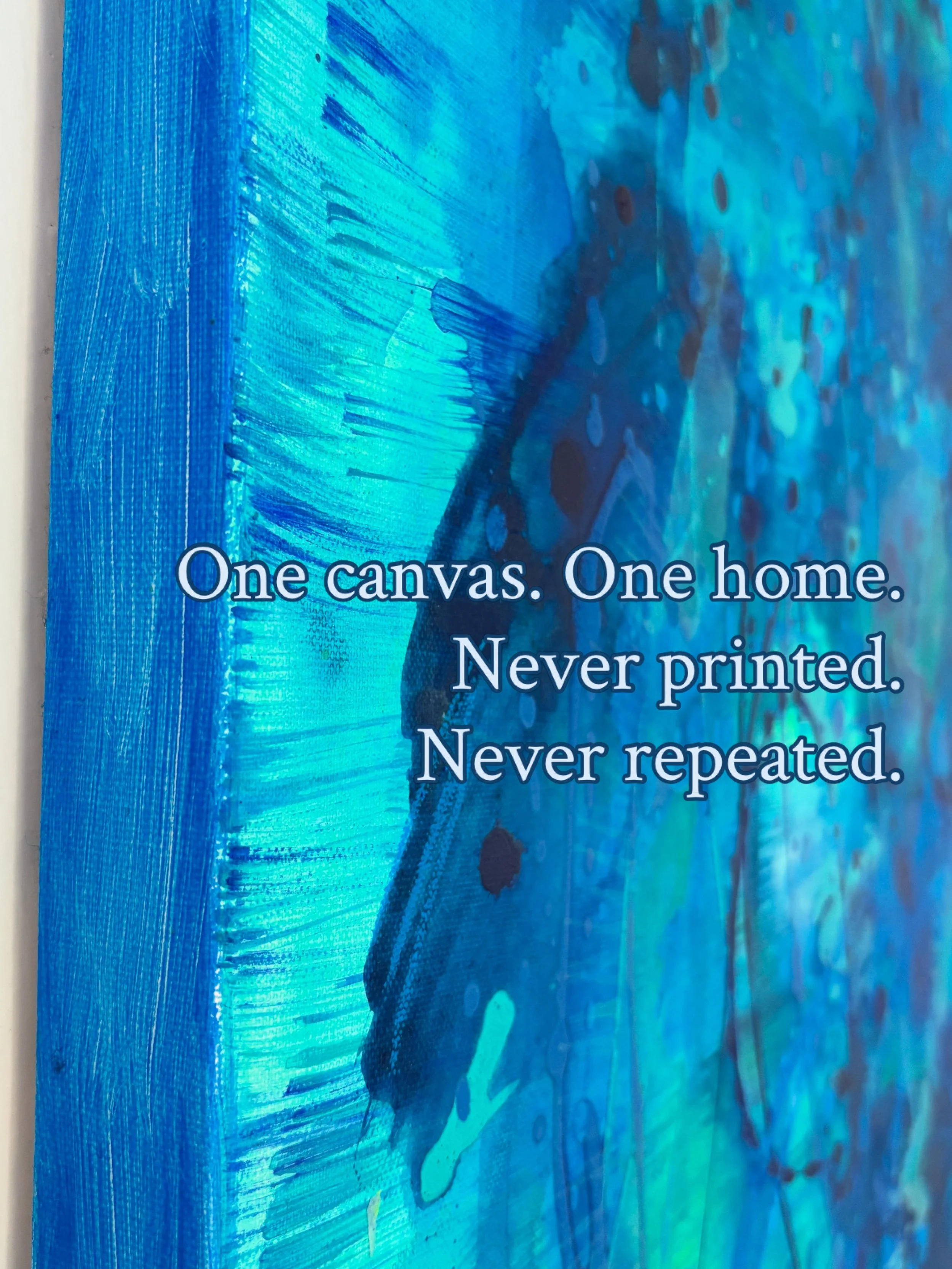 At Studio Thurm, there are no prints, only originals.

Every piece leaves my studio exactly once. No editions, no reproductions, no second version hanging somewhere else.

That means: when you choose a piece, you choose something unrepeatable: the ex