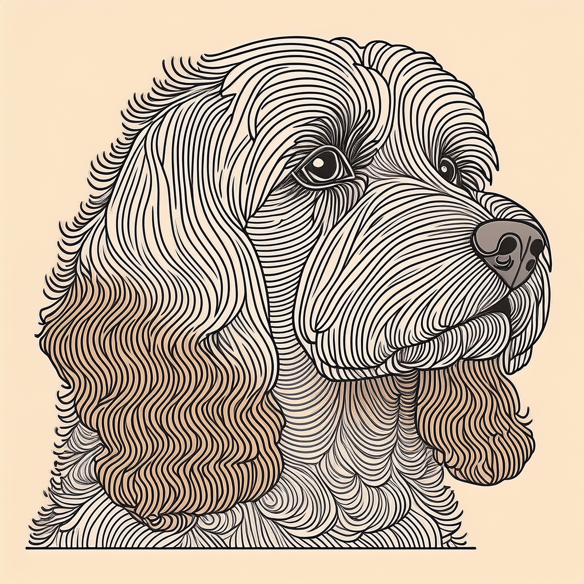 Elegant Line Art Dog Portrait Print