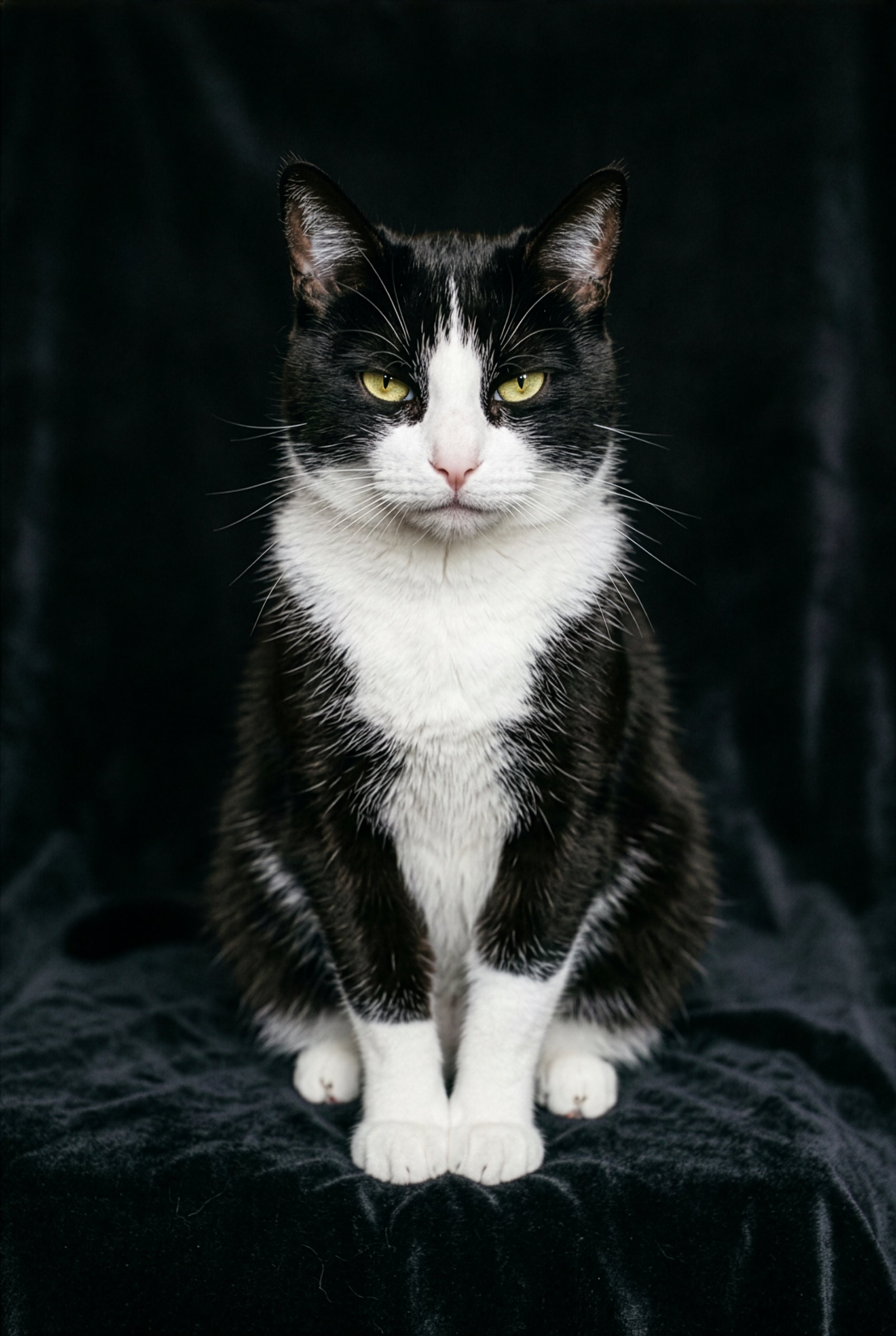 Midnight Majesty – Black & White Cat Fine Art Print 60x90cm / 24x36"