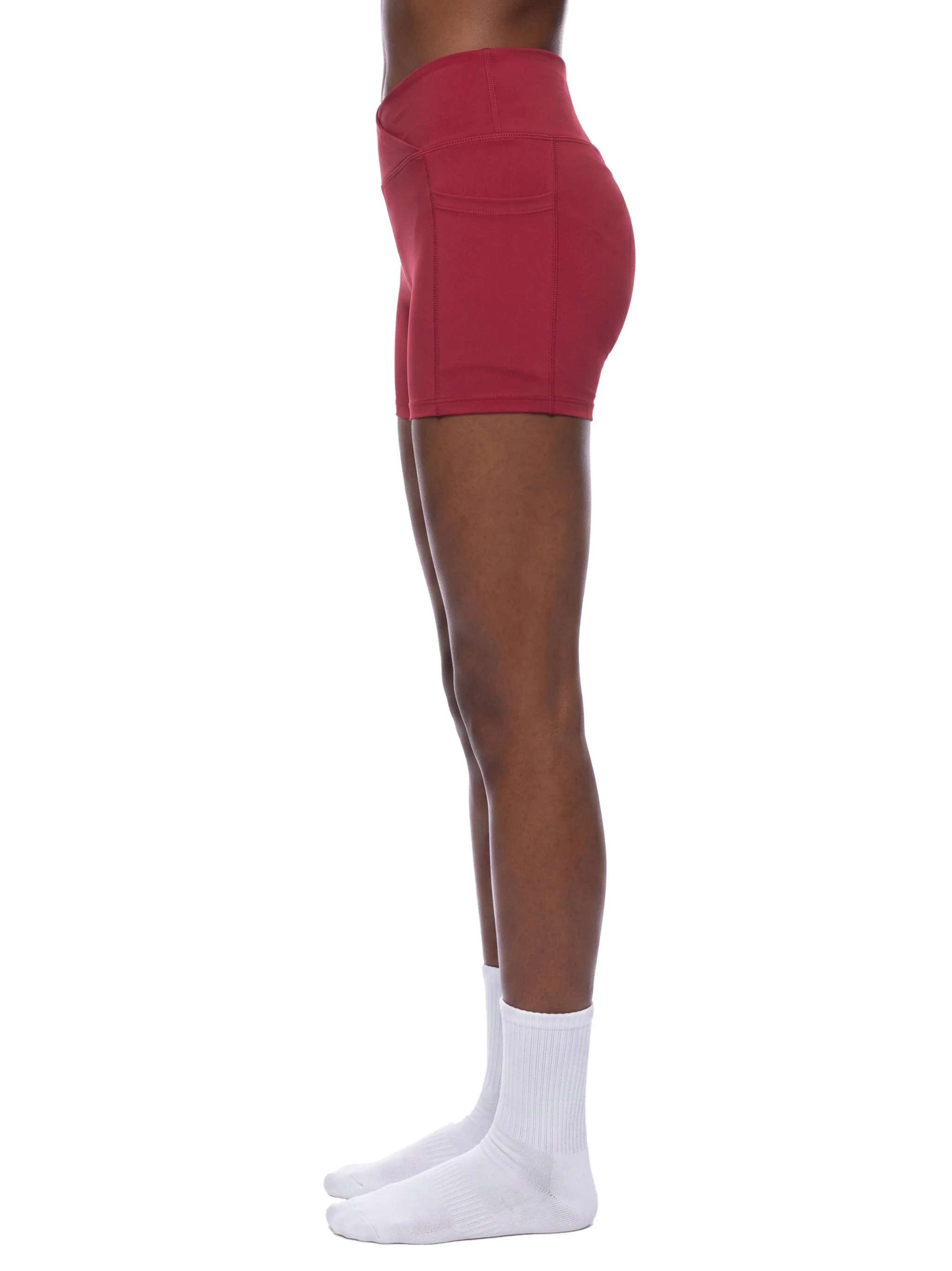 Gym Activated - Women’s High Rise Pocket Yoga Shorts-  Red