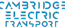 The logo for Cambridge Electric Transport, featuring the company name in stylized blue text.