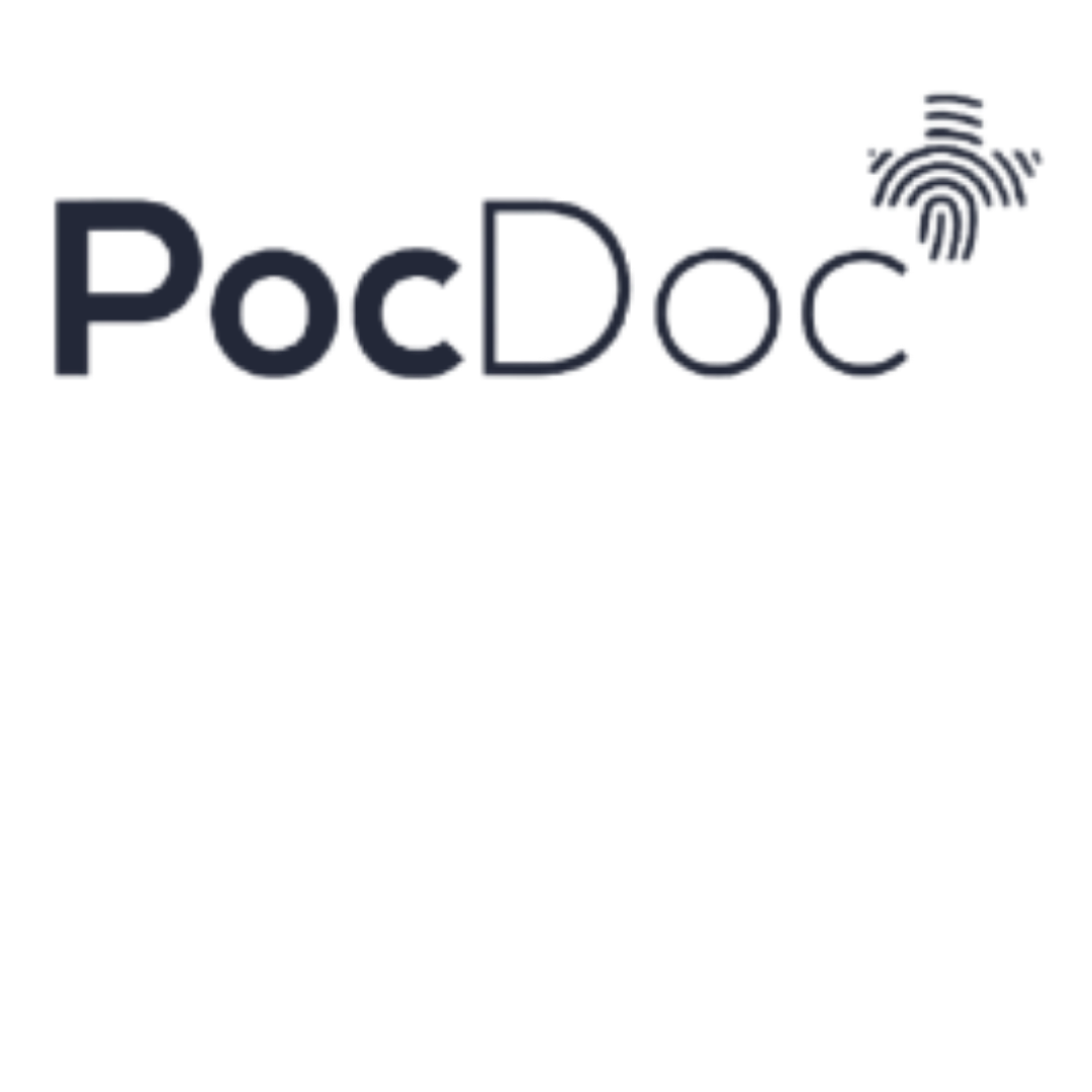PocDoc logo with stylized blue Wi-Fi signal symbol
