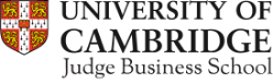 University of Cambridge Judge Business School logo with black background and white text