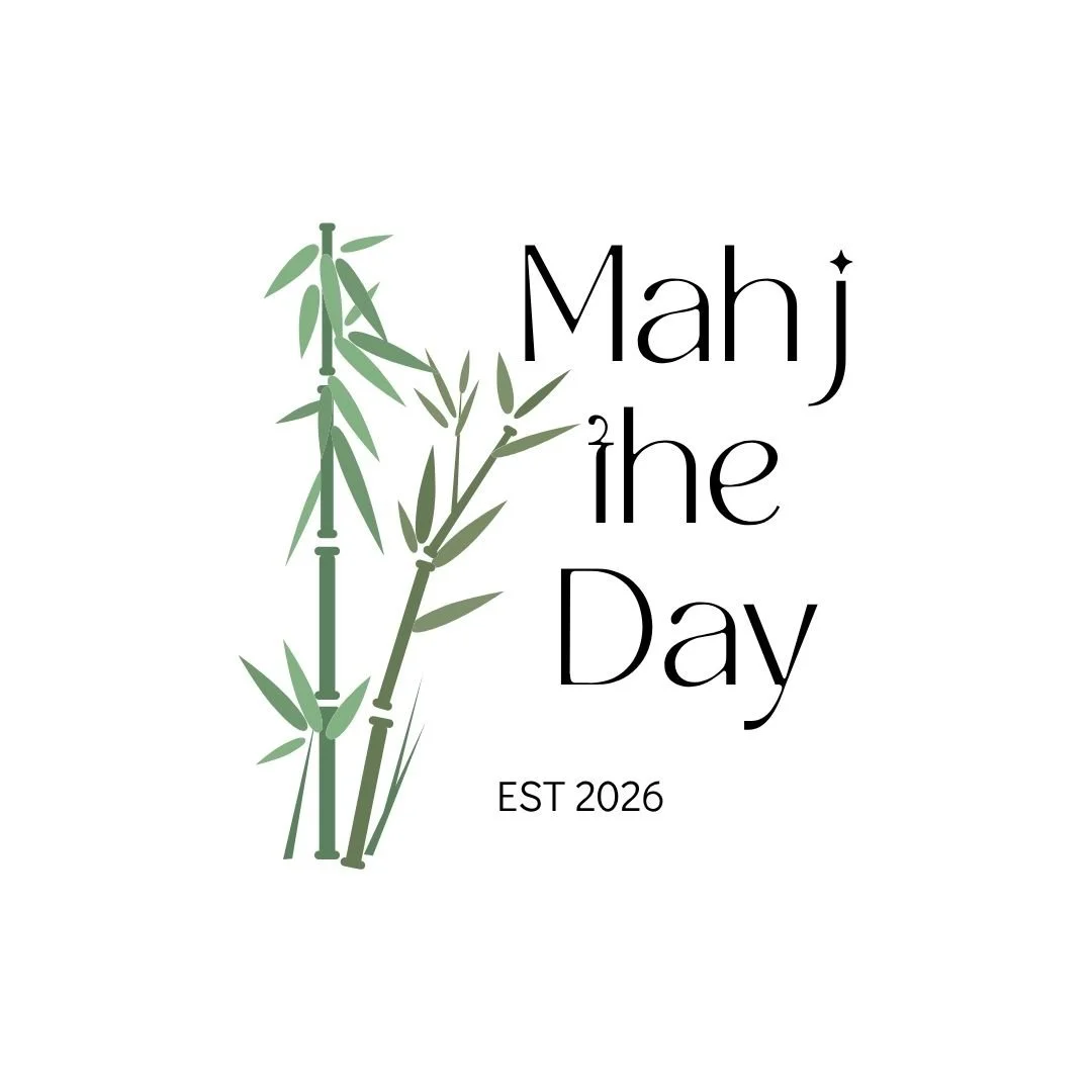 Logo with bamboo illustration and text reading 'Mahj ihe Day' and 'EST 2026'.