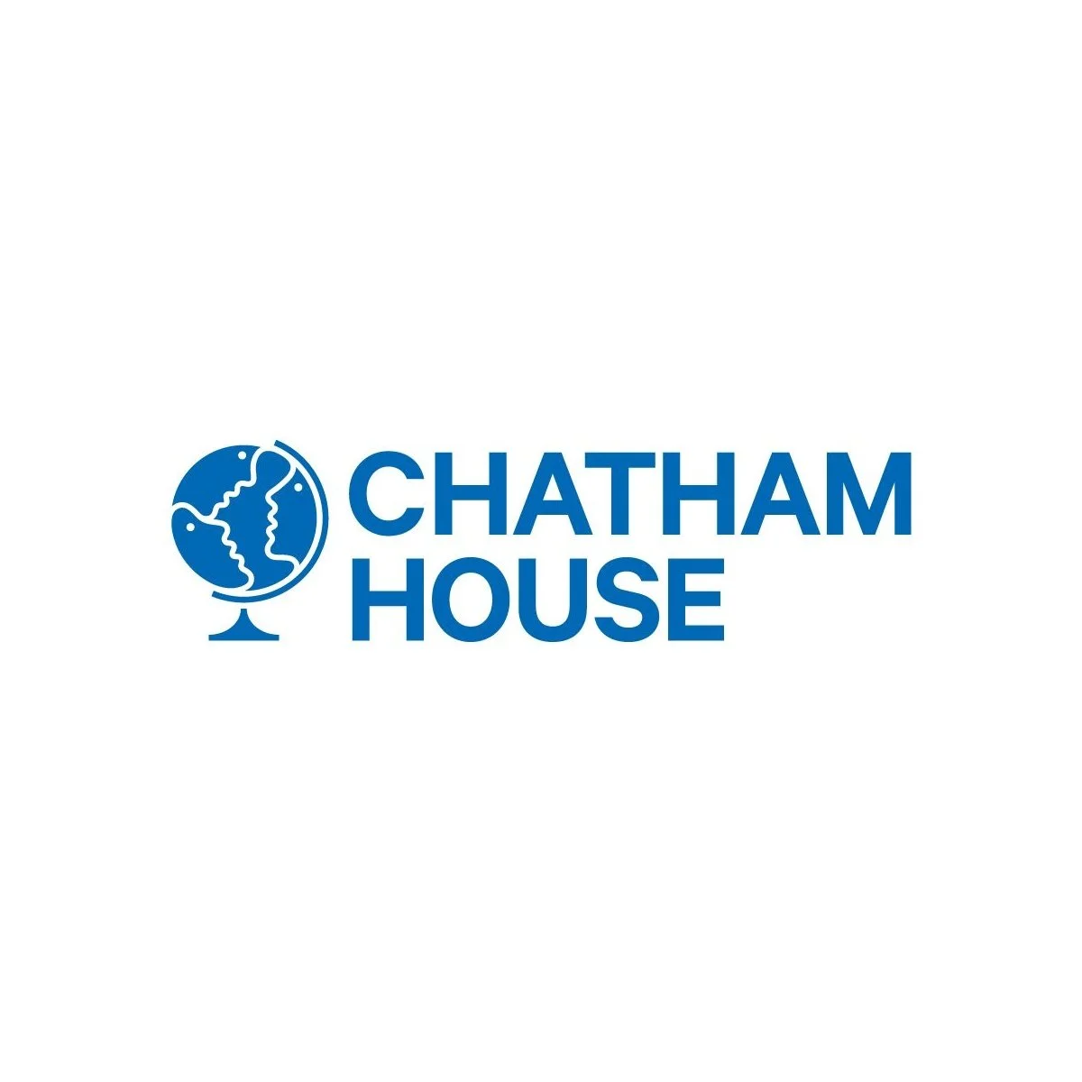 Logo of Chatham House featuring a blue globe icon with outlined continents and the text 'CHATHAM HOUSE' in bold blue letters.