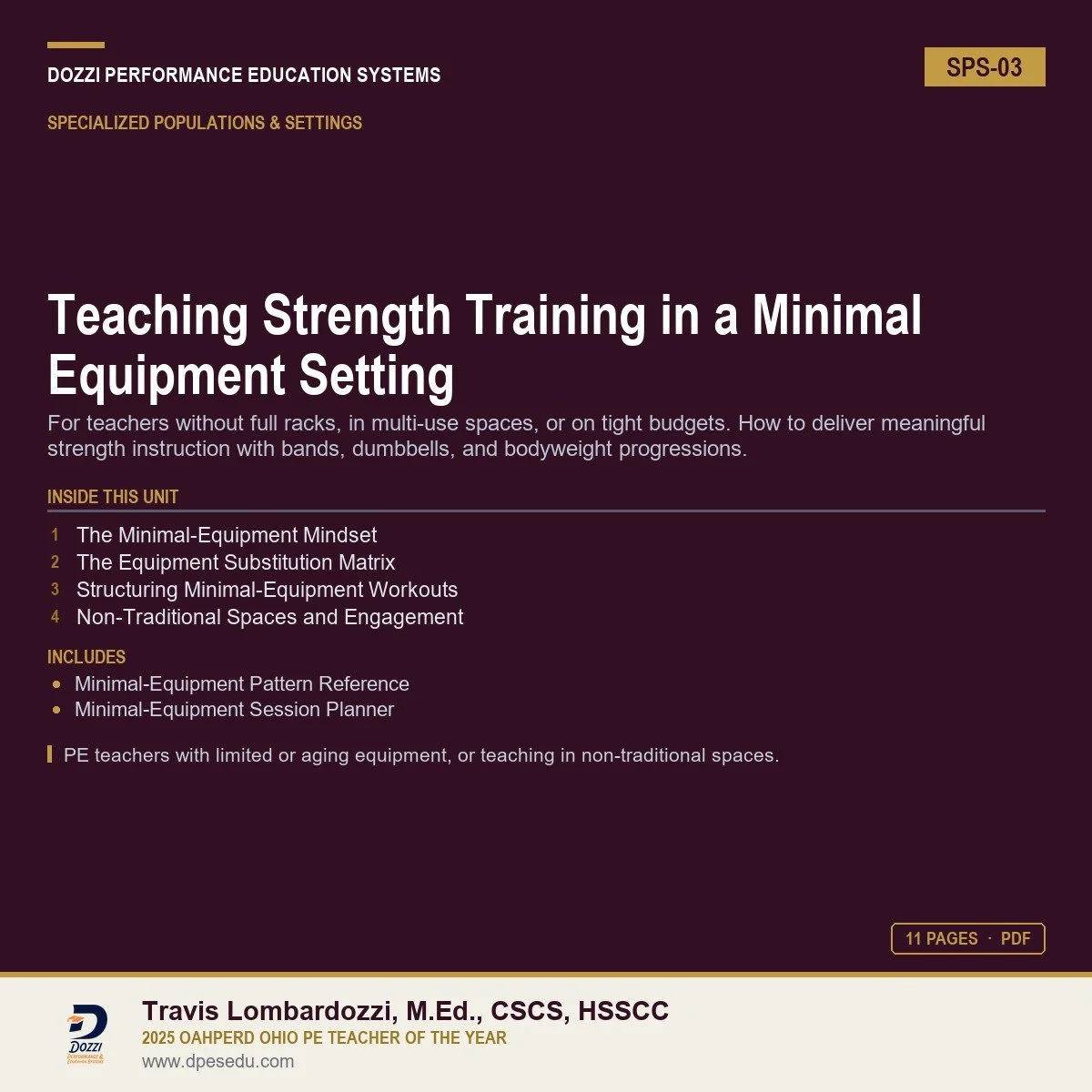 Teaching Strength Training in a Minimal Equipment Setting
