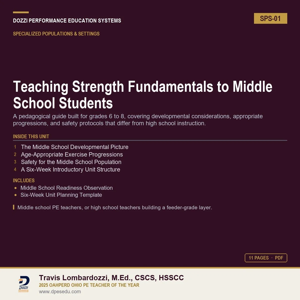 Teaching Strength Fundamentals to Middle School Students