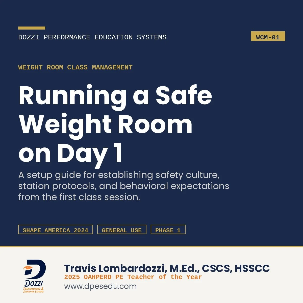 Weight Room Day 1 Setup Guide for PE Teachers | DPES