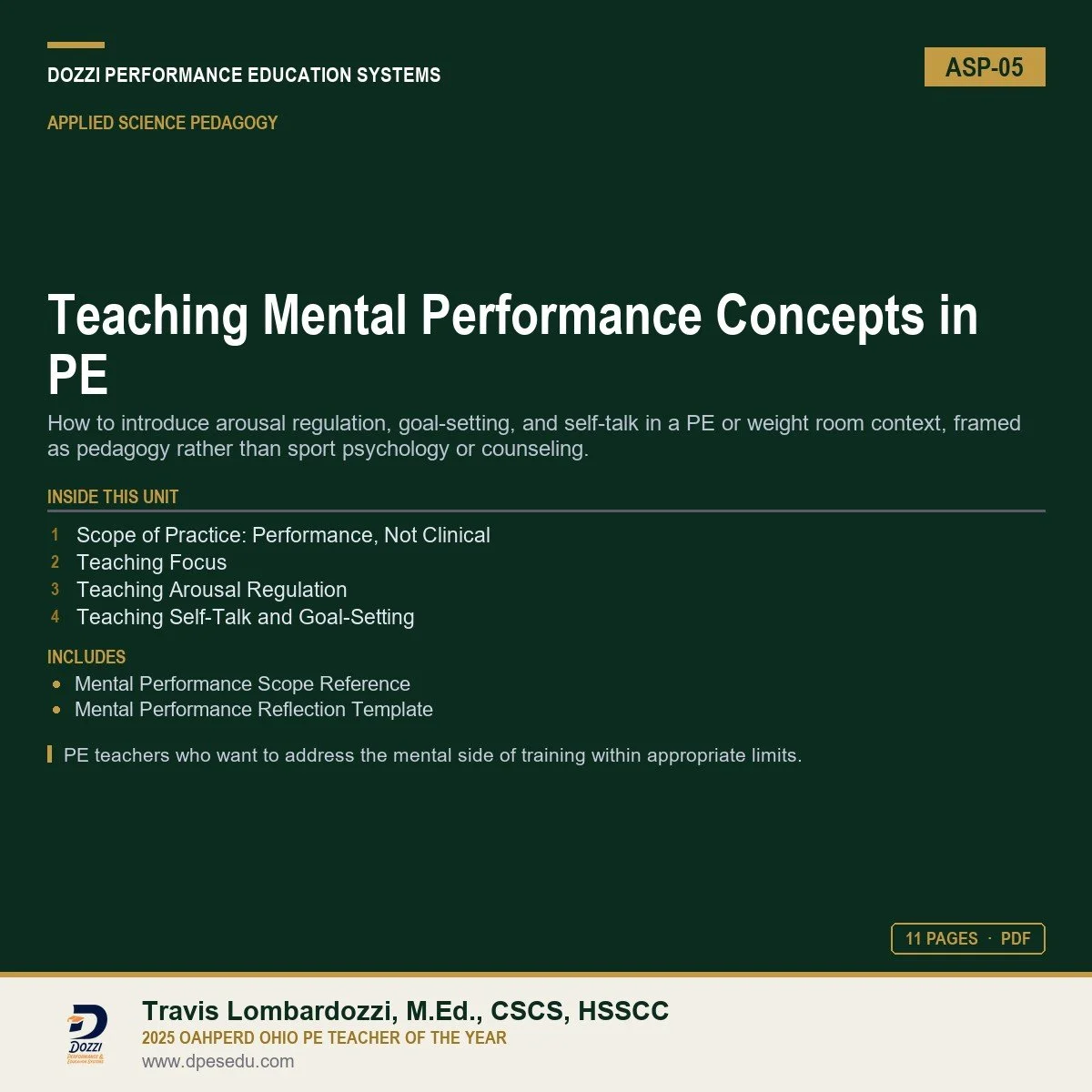 Teaching Mental Performance Concepts in PE