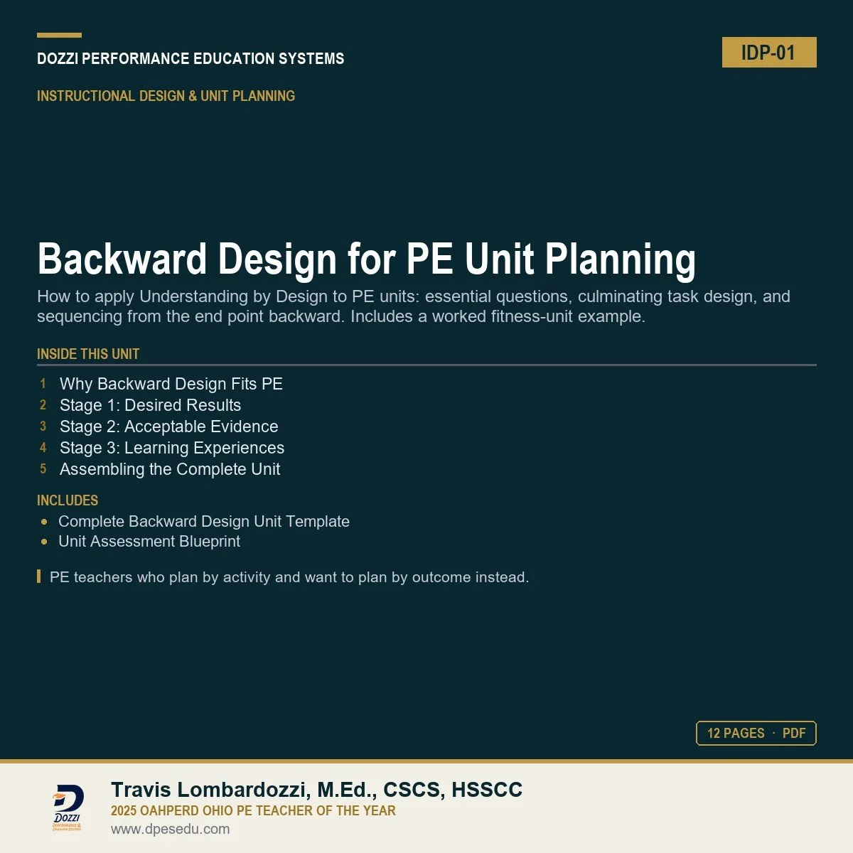 Backward Design for PE Unit Planning