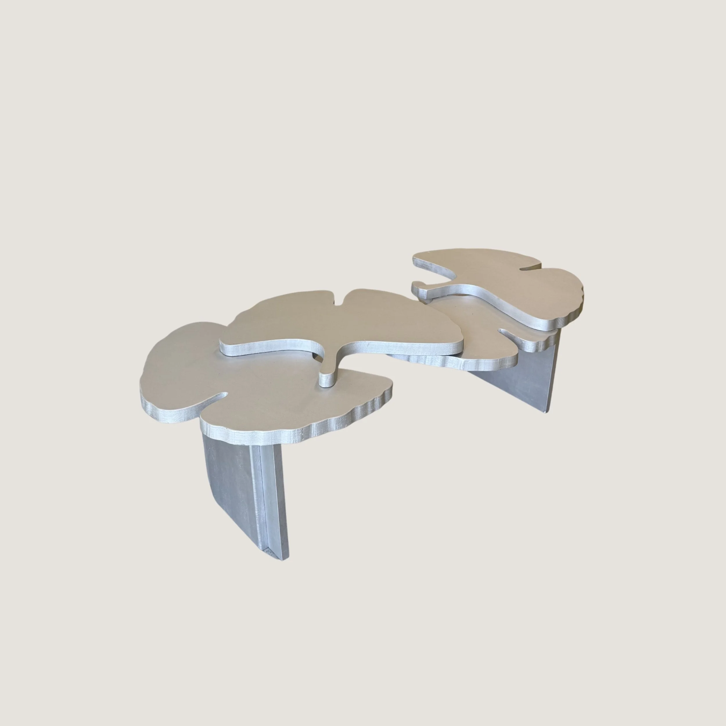 Handcrafted sculptural solid oak coffee table by KHARAD STUDIO with an organic design.