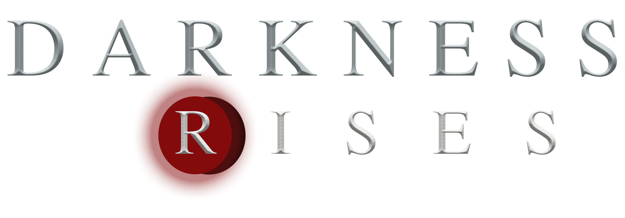 Darkness Rises silver and red sci fi-fantasy logo by Adelaide Filippe