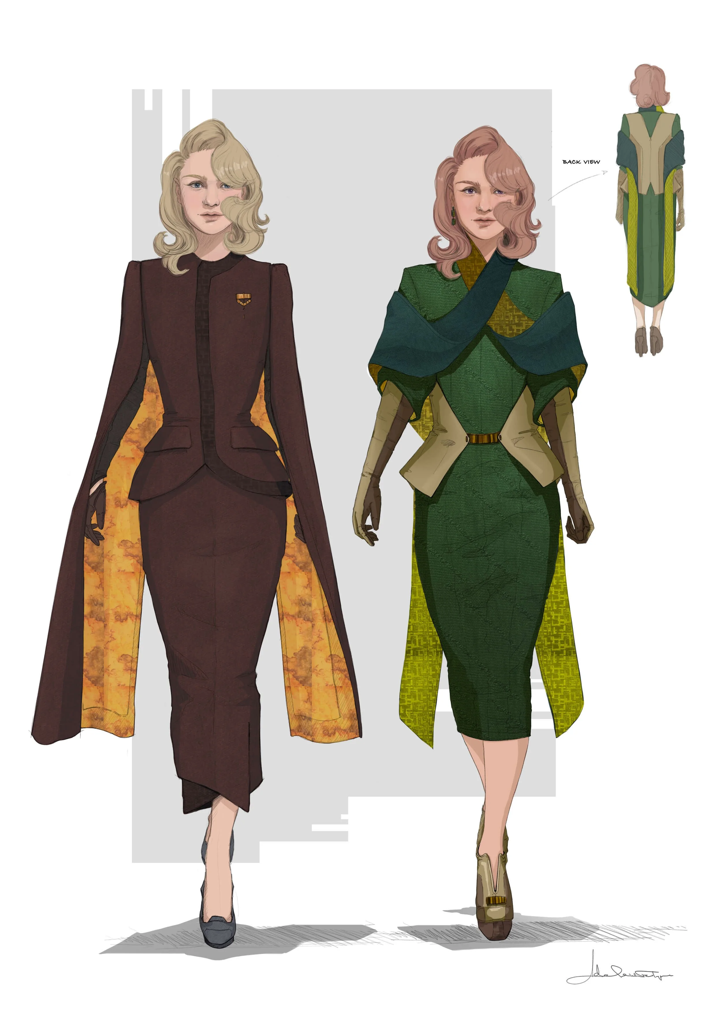 Ghorman girls costume concept art by Adelaide Filippe for Lucasfilm’ Star Wars: Andor on Season 2 based on costume designer Eimer Ní Mhaoldomhnaigh original vision.