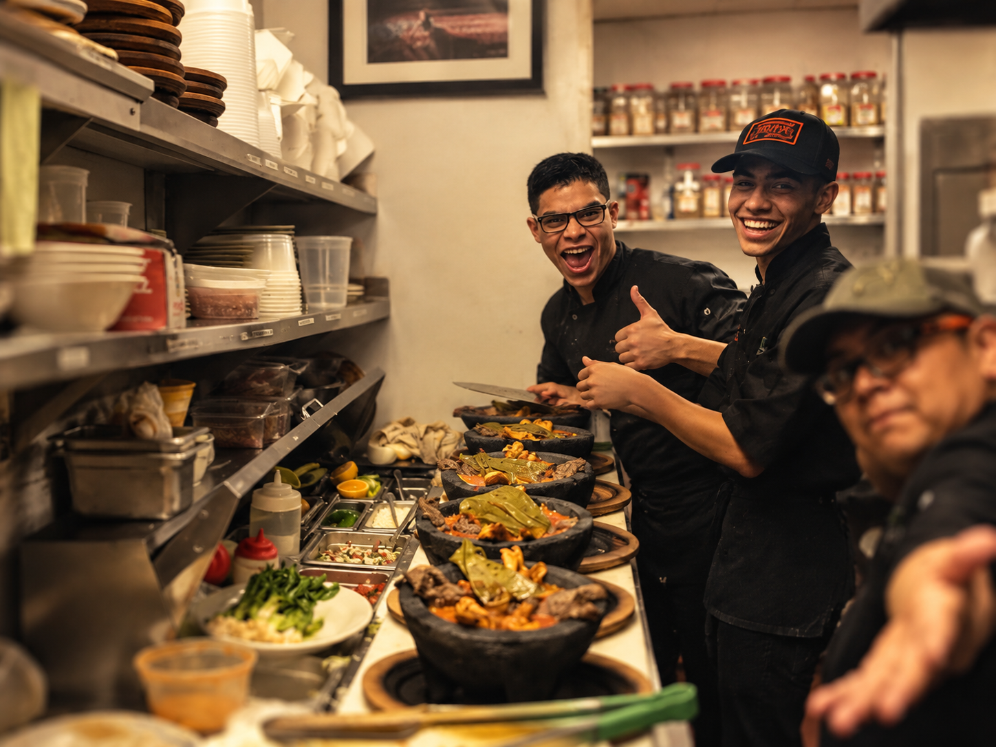 Pita & Maíz kitchen preparing fresh Mexican Mediterranean food in Denver.