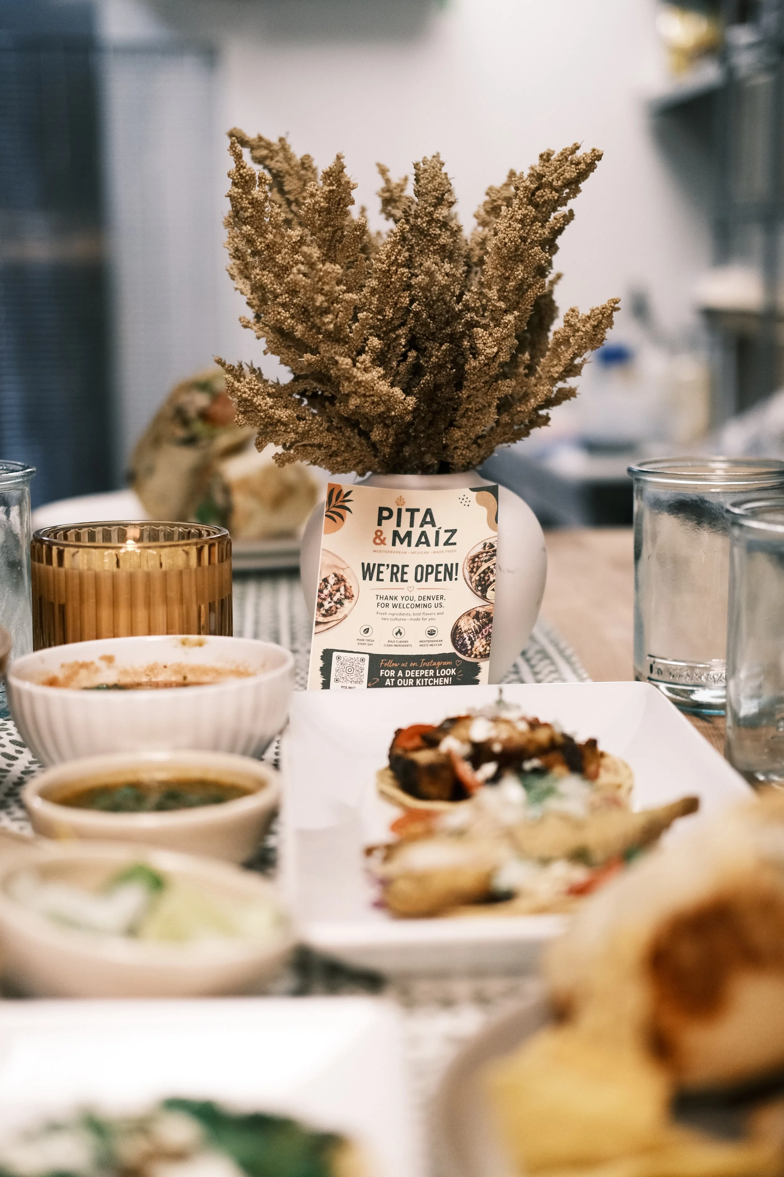 Pita & Maíz Mexican Mediterranean bowls and dishes served family-style.