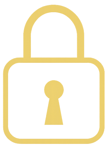 Gold lock icon on a black background.