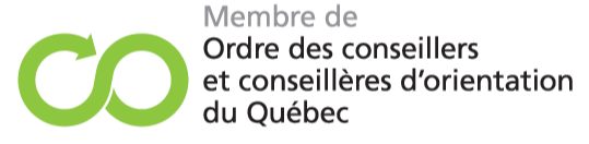 Logo of the Quebec Order of Advisors, featuring a green infinity symbol and black text in French.
