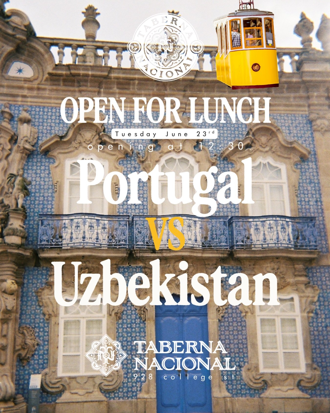 We are opening at 12:30 for lunch this Tuesday June 23rd for the Portugal vs Uzbekistan game! #goportugal🇵🇹 #torontoeats #worldcup26