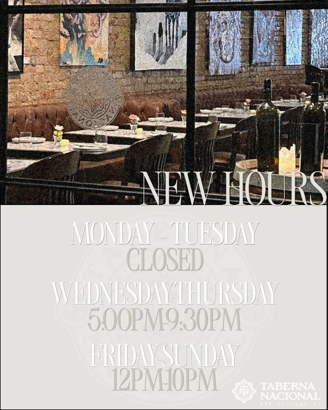 Our hours of operation have changed! Ready to serve you and can&rsquo;t wait to see you all! ☀️🍷🍻 book your table today! Link in bio &bull;&bull;&bull; #torontofood