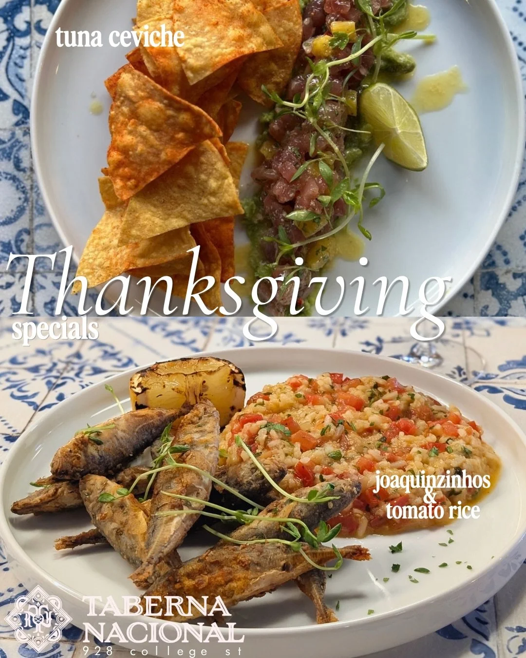 This Thanksgiving we&rsquo;re saying Thank YOU for another amazing year! 🧡As a token of our thanks, we&rsquo;ve brought back two of your favourite dishes for this weekend! Our fresh tuna ceviche features bright pineapple and spicy malagueta pepper. 