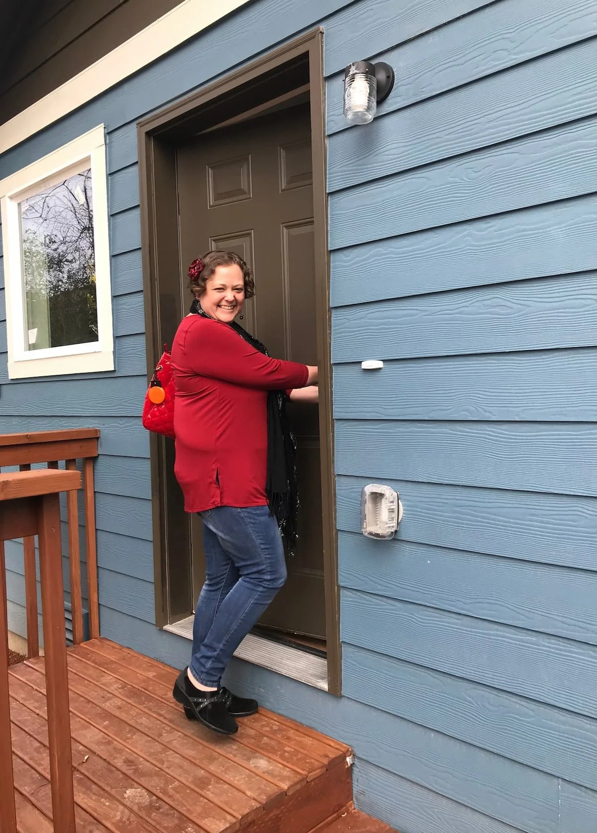 Homeowner walking into new home.