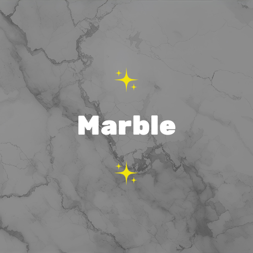 Gray marble background with glittering star icons and the word "Marble" in bold white letters.