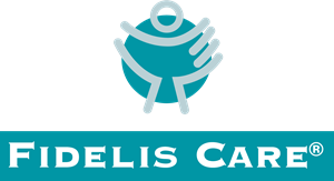 Fidelis Care logo featuring a stylized figure with outstretched arms in blue and gray colors.
