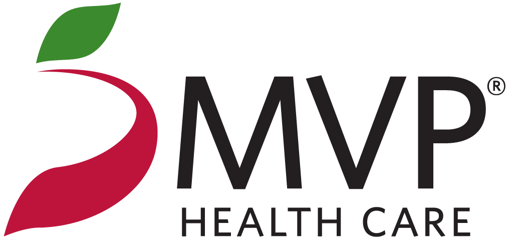 MVP Health Care logo with a stylized leaf and red swoosh design.