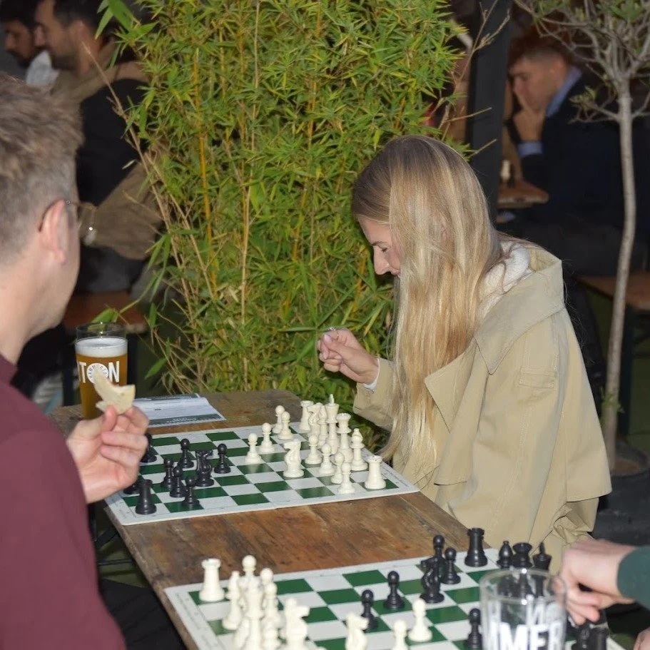 Chess first Wednesday of every month.

Craft beer, good company and a board waiting for you at Hammerton Brewery, Islington. Free entry, all levels welcome. Minnows, Magnus and everyone in between.

Link in bio to join us.