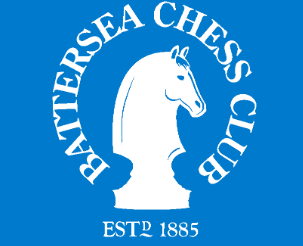 Logo of the Point Grey Chess Club featuring a white knight chess piece and the club's name in blue, established in 1885.
