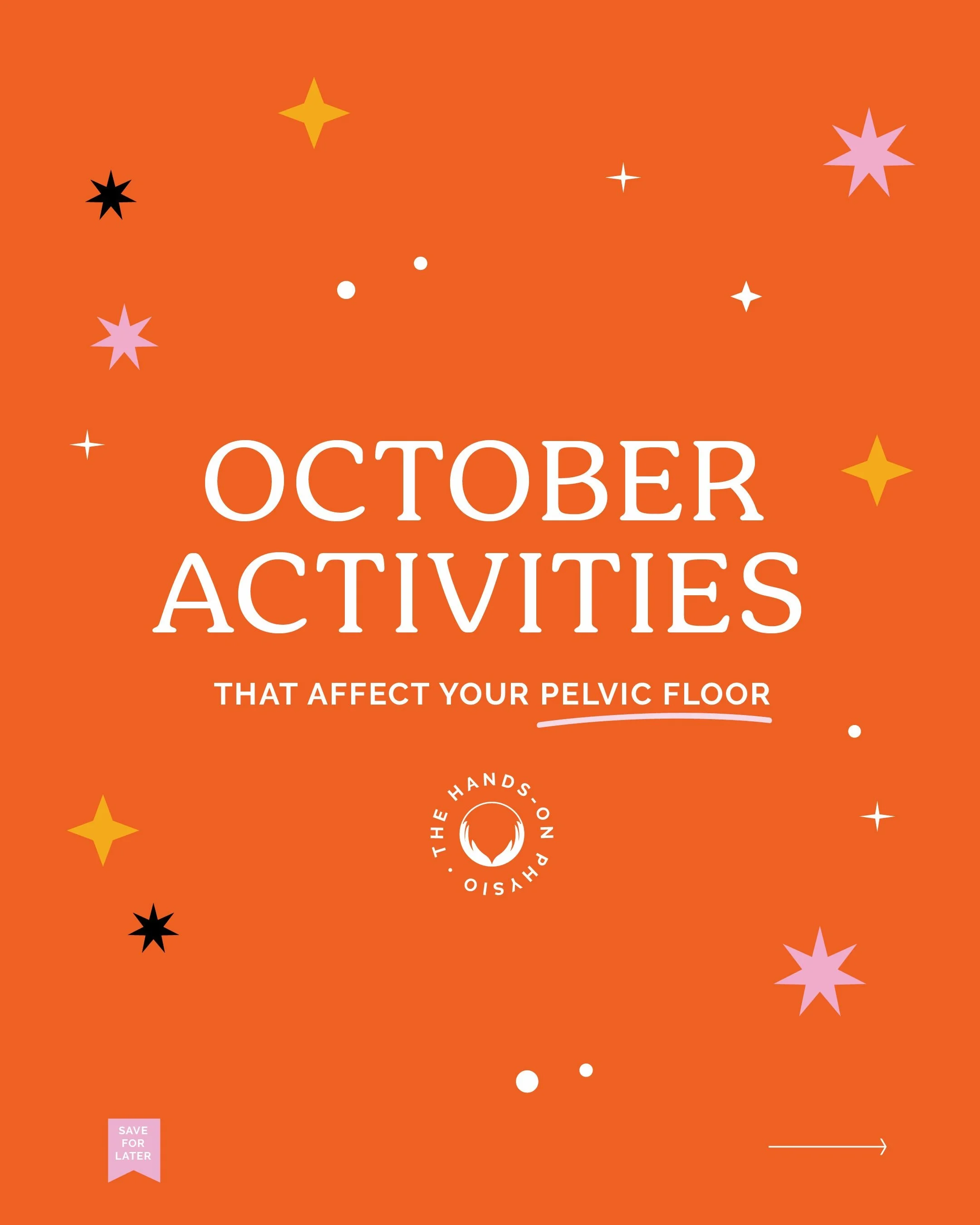 Your October plans have tricks in store for your pelvic floor.&nbsp;&nbsp;🎃

Hauling pumpkins, Oktoberfest sips, and Halloween&rsquo;s &ldquo;just one more house&rdquo; can sneak up on you &ldquo;down there&rdquo;. 

Swipe to learn their affects on 