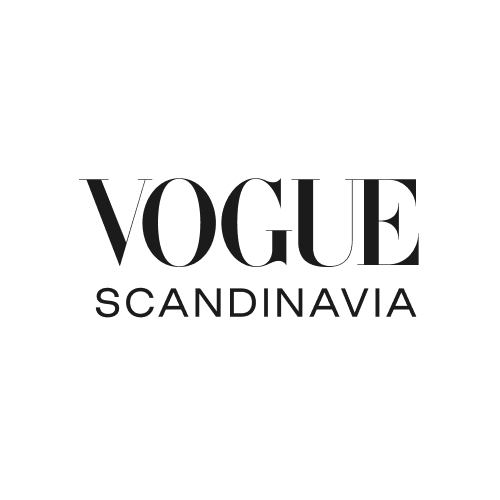Vogue Scandinavia logo in white text on black background.