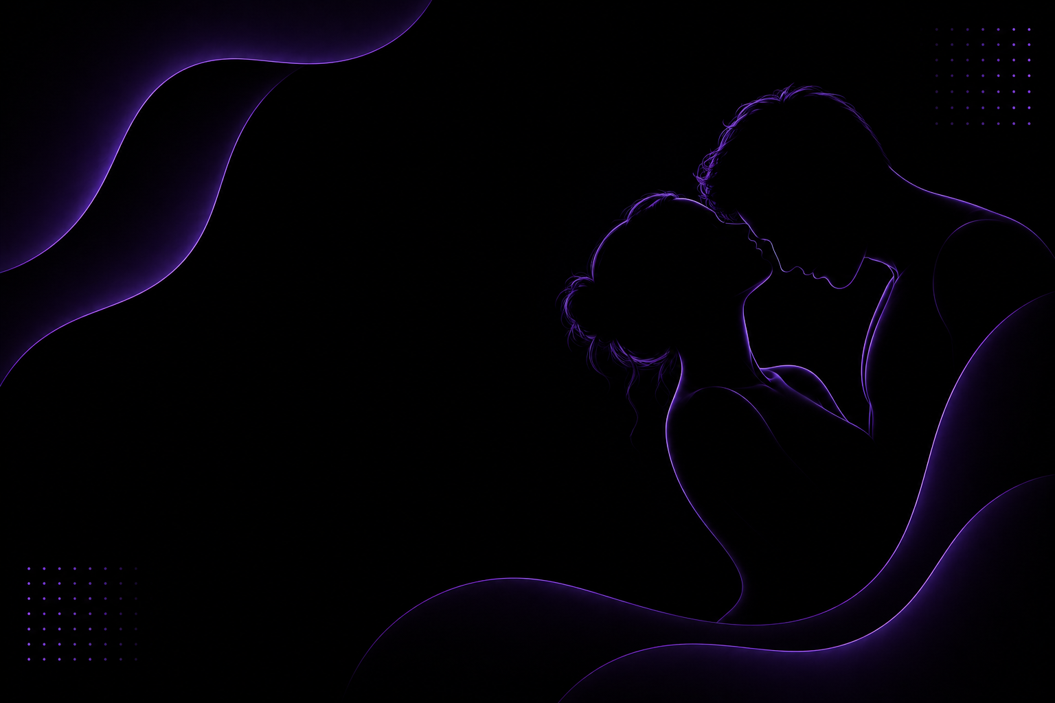 Neon line illustration of a couple embracing