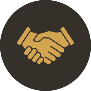 Icon of two hands shaking on a dark background.