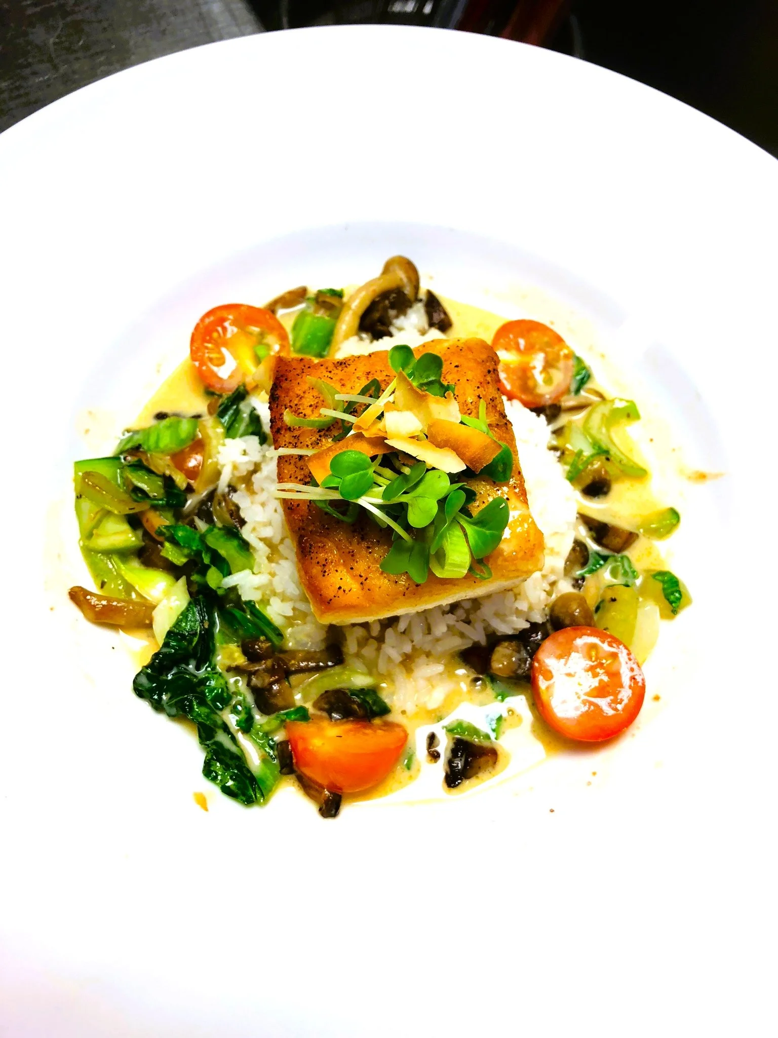 Seared Halibut by private chef David Lapinski in Flagstaff.