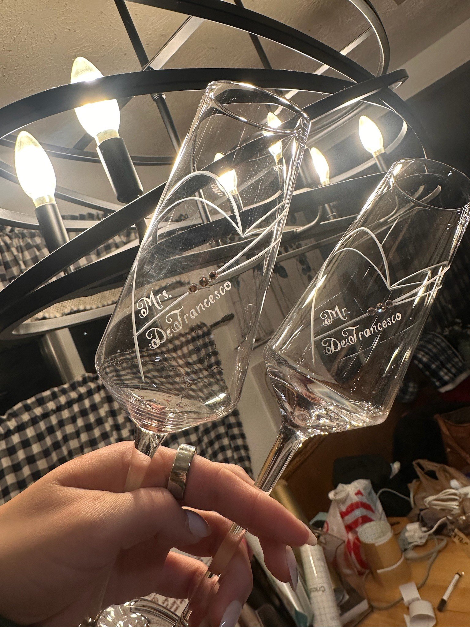 Customizable Etched Champagne Glasses