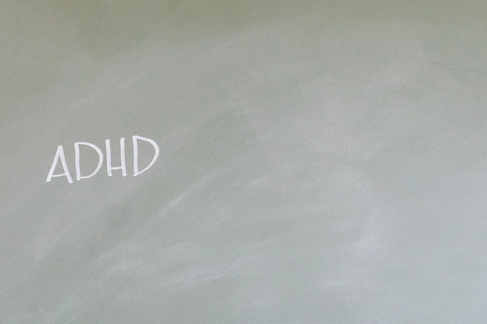 A chalkboard with the word ADHD