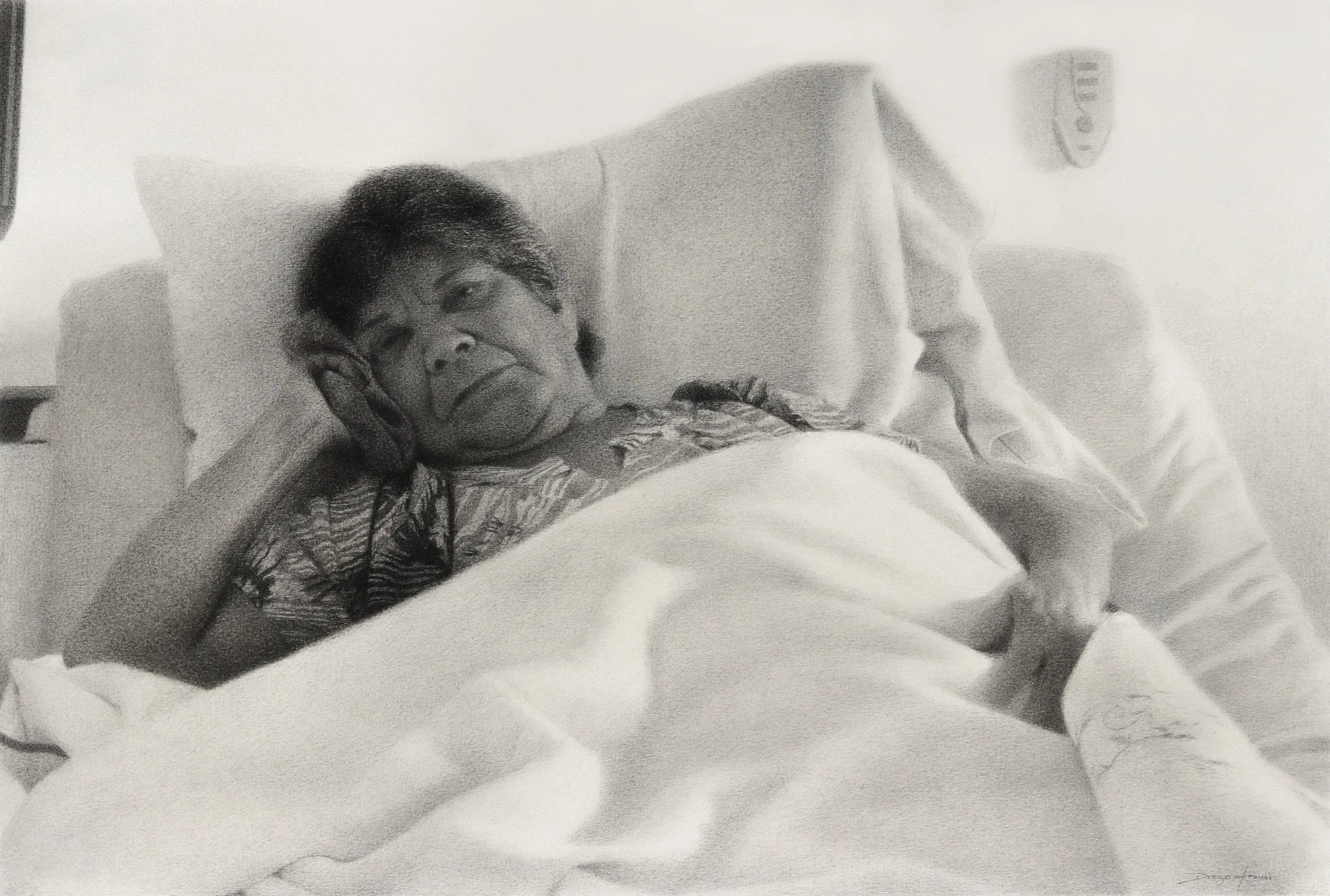 Abuela, 2023. Chacoal on paper - 13.5 x 20in. The Historical Society of Pennsylvania Collection.