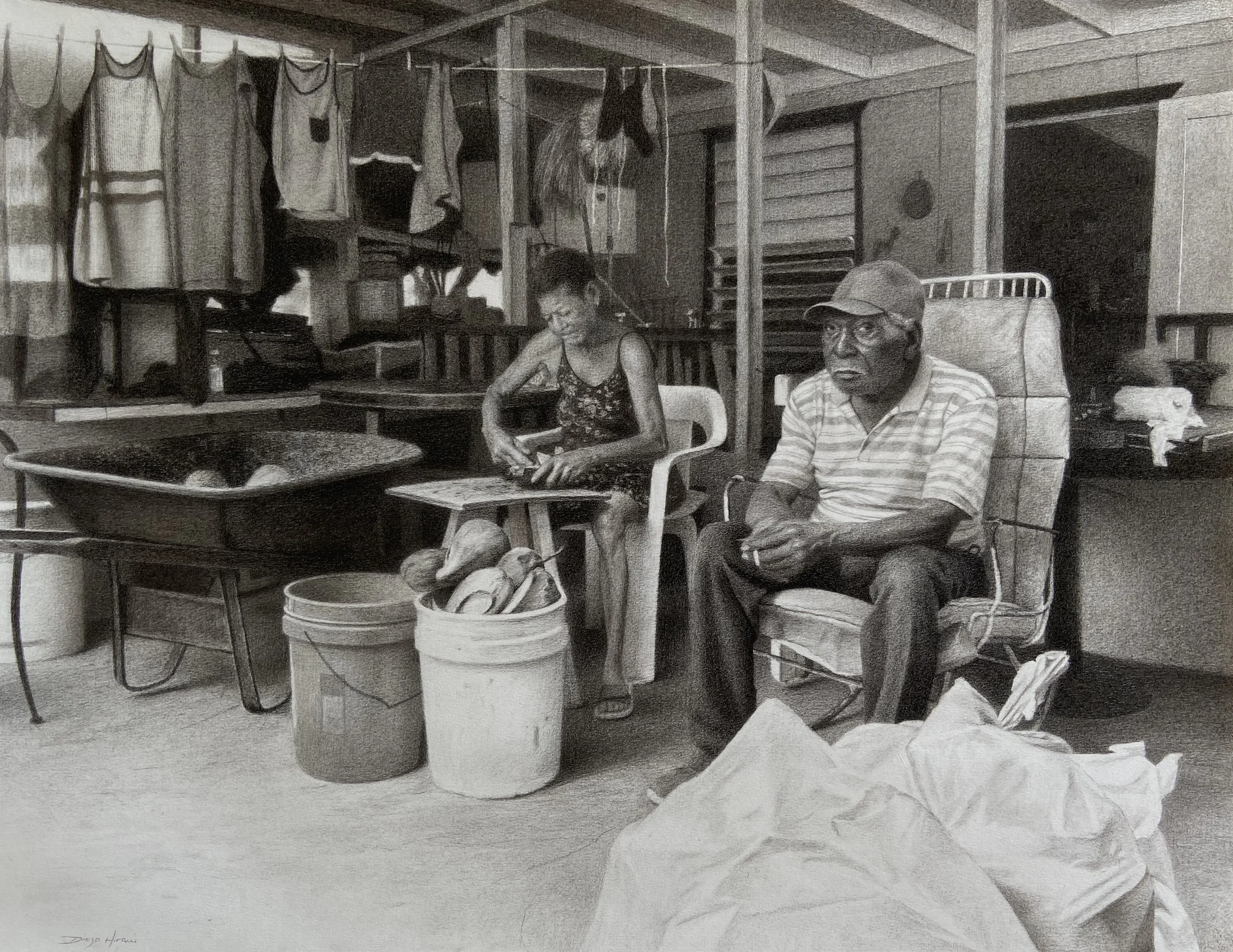 Cocoteros, 2021. Charcoal on paper - 19 x 25in. Private collection.