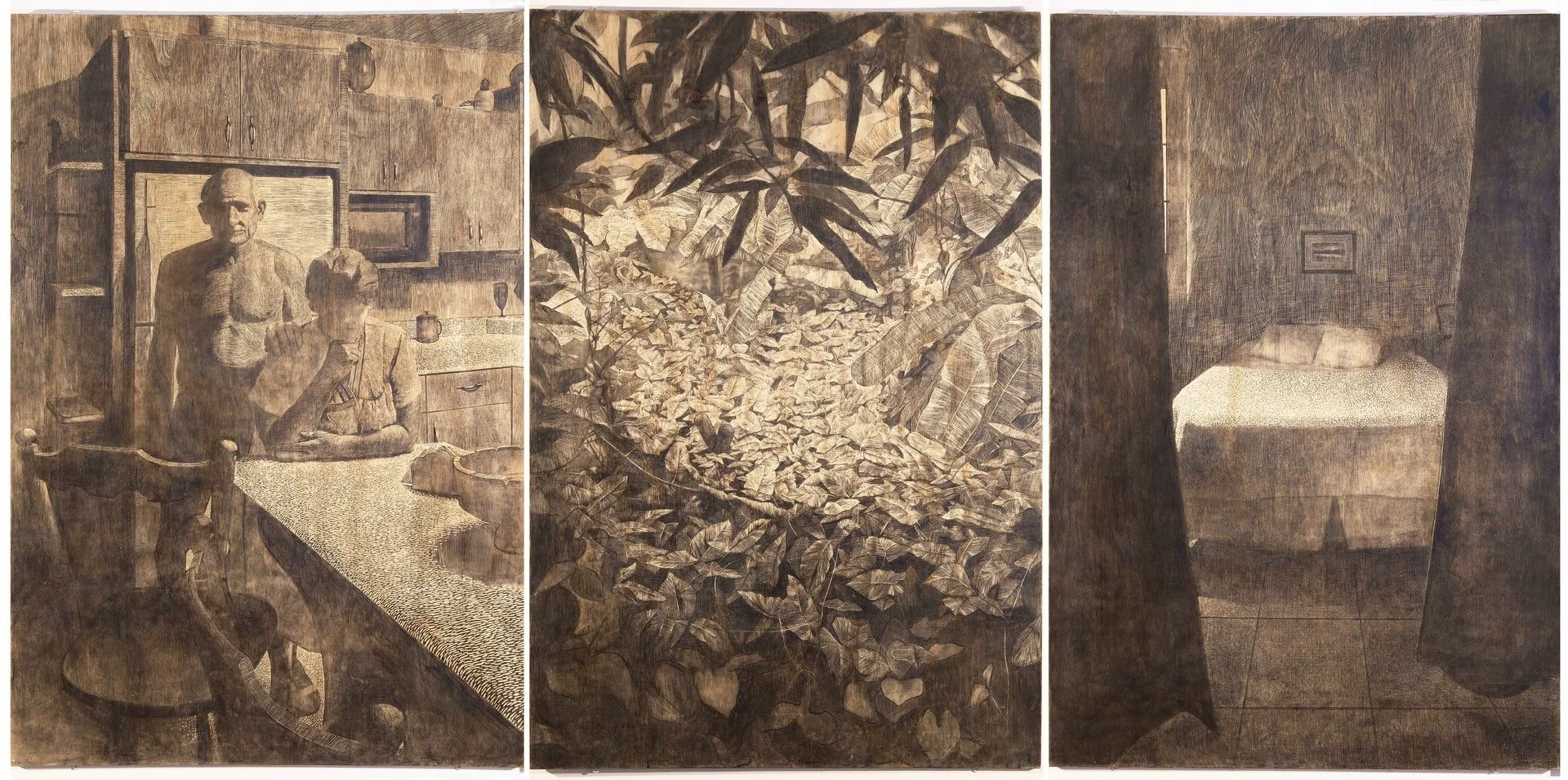 Exodus, 2017. Woodblock - 144 x 72 in. Woodmere Art Museum Collection.