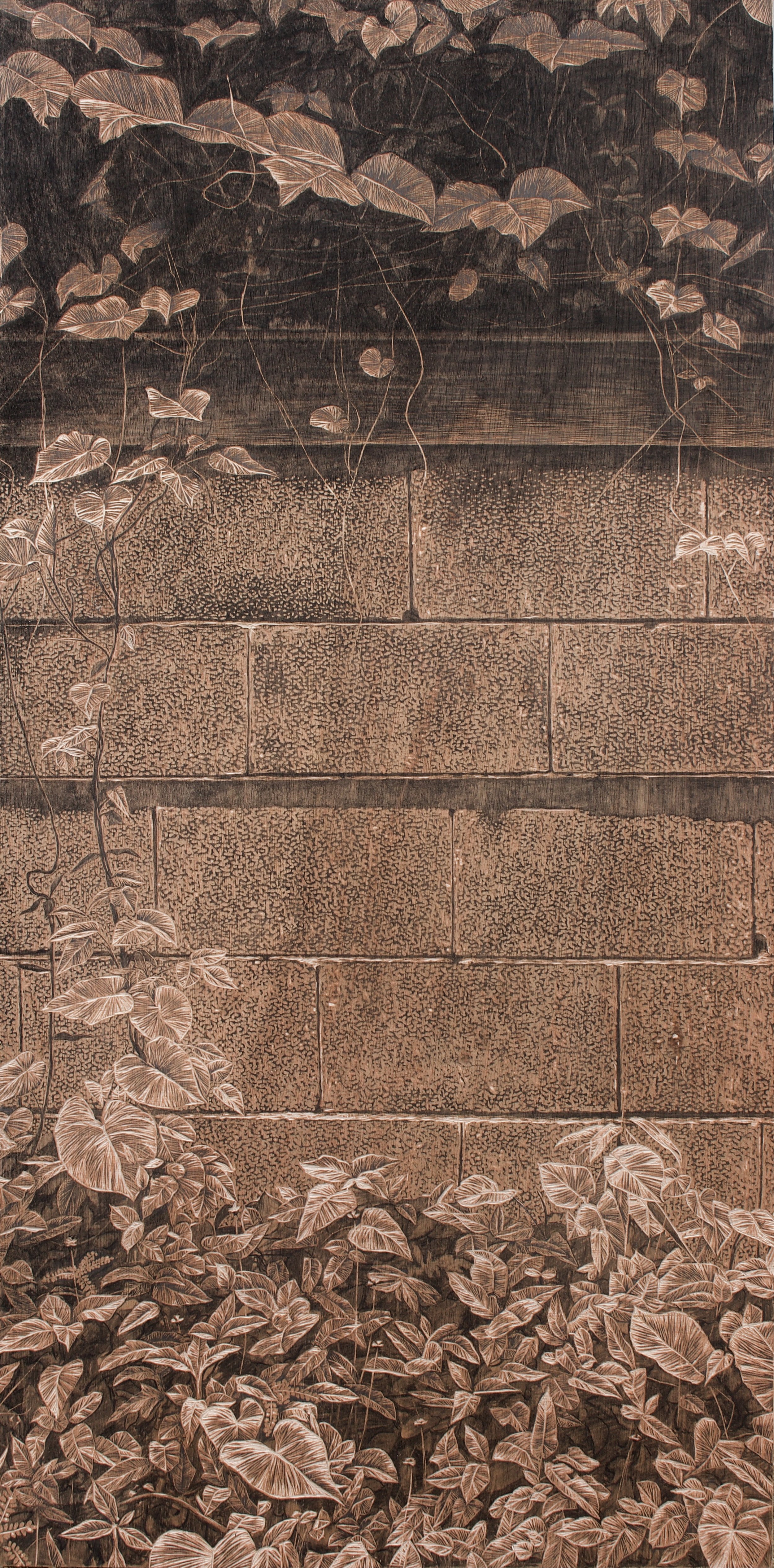 Bello Sitio, 2021. Woodblock - 24 x 48in. Private collection.