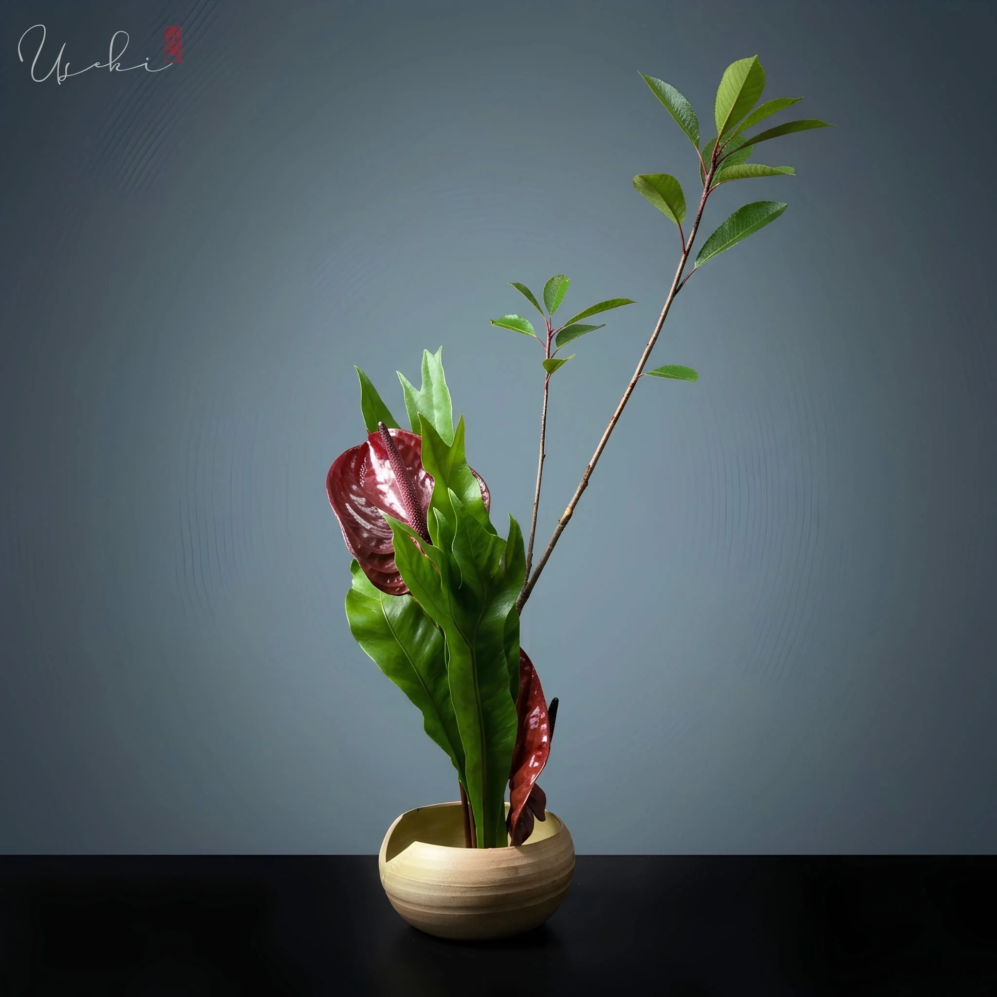Sogetsu Ikebana creative botanical art balancing heavy mass and airy spaces