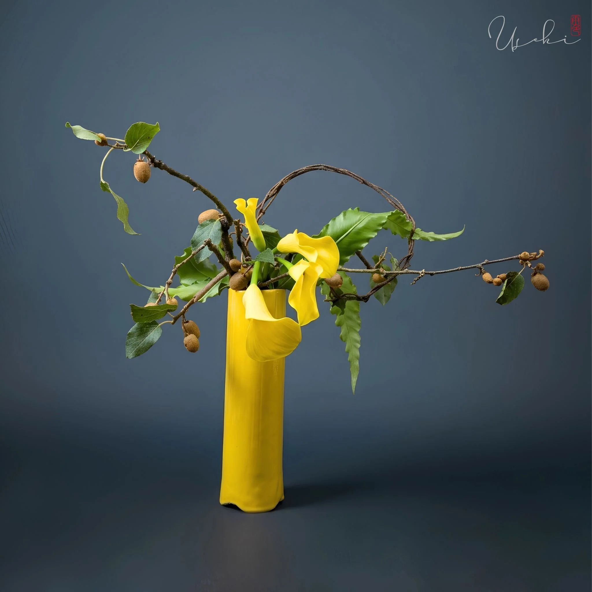Sogetsu Ikebana dramatic branch arrangement creating a powerful silhouette