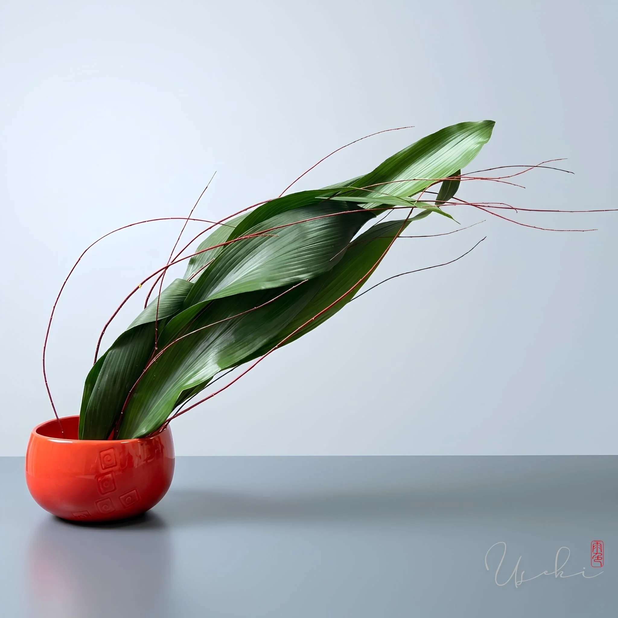 Sogetsu Ikebana expressive floral sculpture with interlocking elements