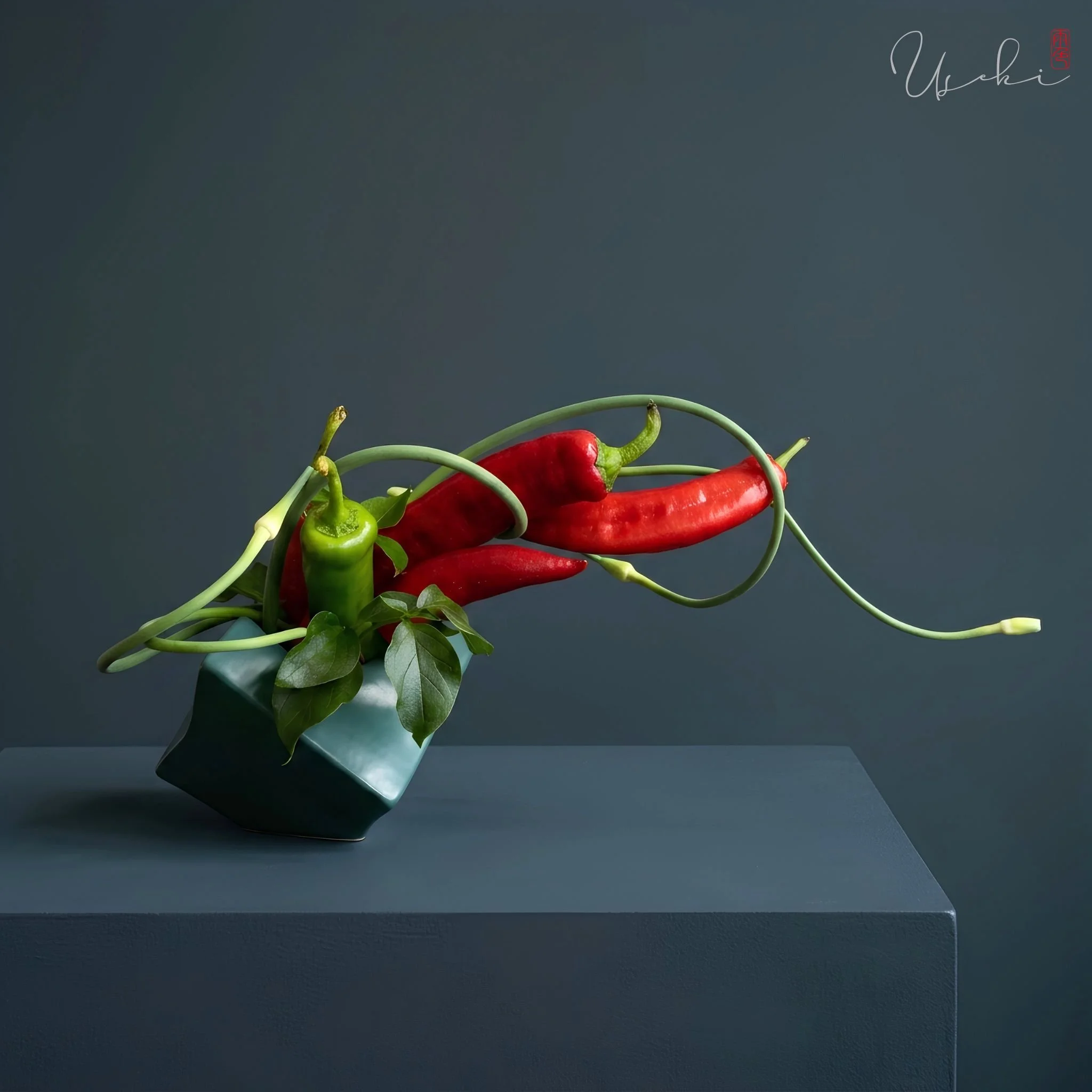 Sogetsu Ikebana bold botanical sculpture emphasizing texture and negative spaceSogetsu Ikebana bold botanical sculpture emphasizing texture and negative space
