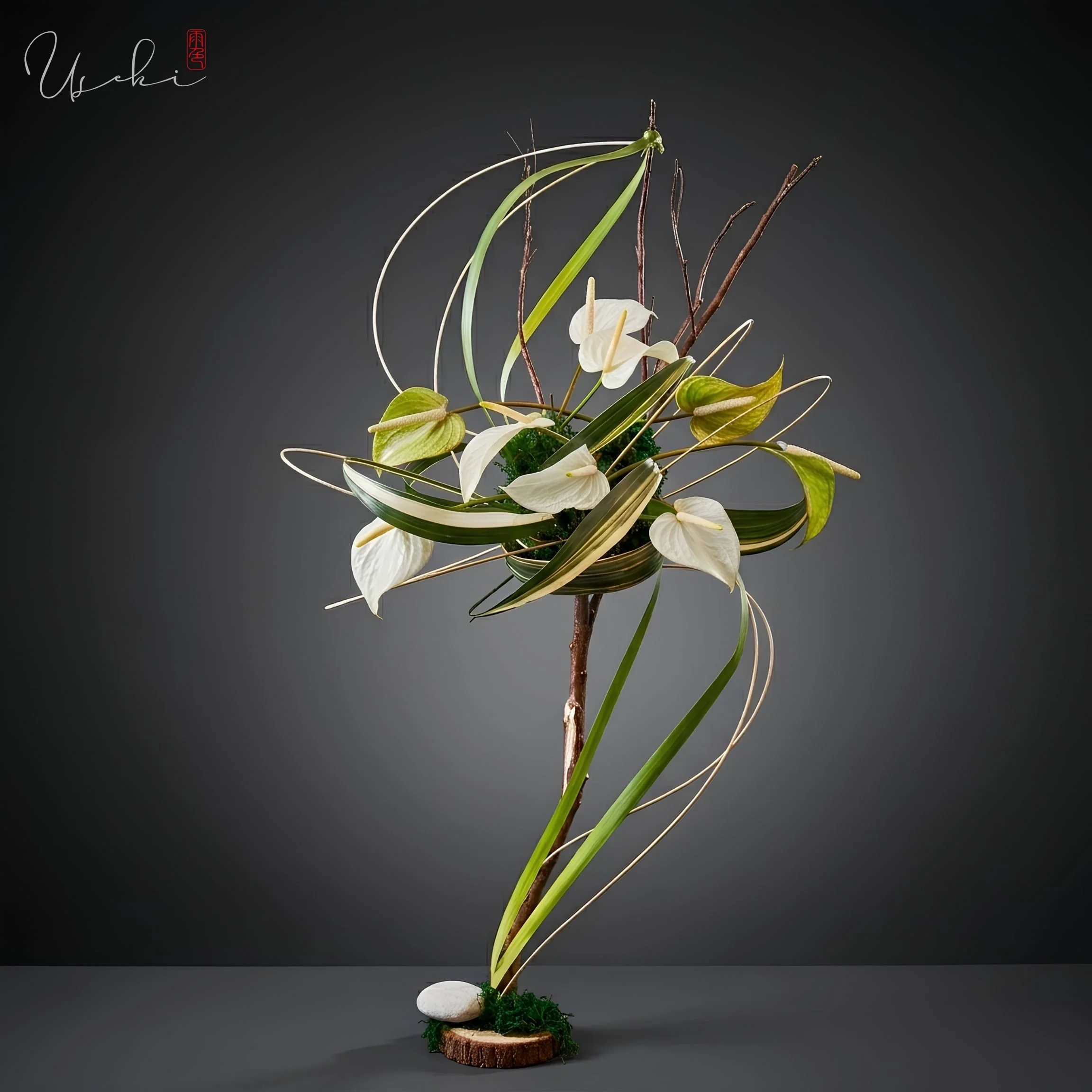 Sogetsu Ikebana minimalist line arrangement emphasizing delicate structural tension