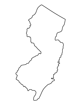 Outline map of the state of New Jersey.