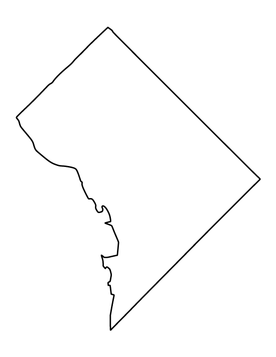 Outline map of Washington, DC.
