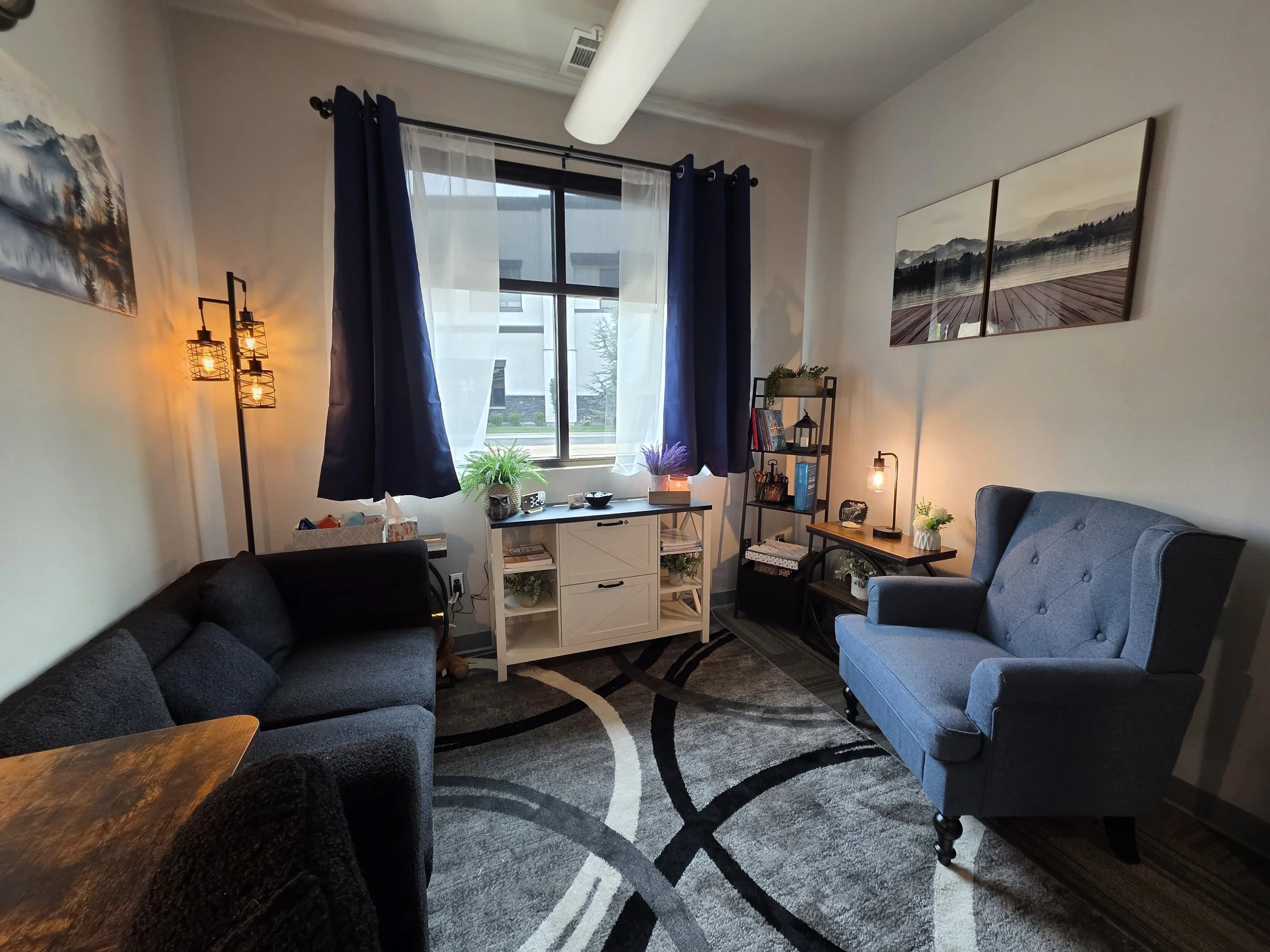 Warm and welcoming therapy office at Willow and Stone Counseling in Meridian, Idaho