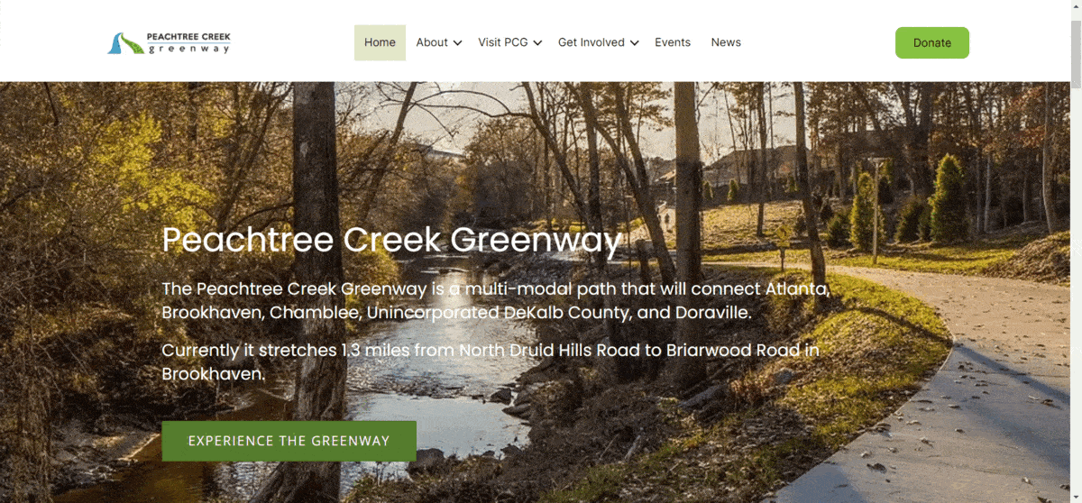 Rotating gif of images from Peachtree Creek Greenway website design